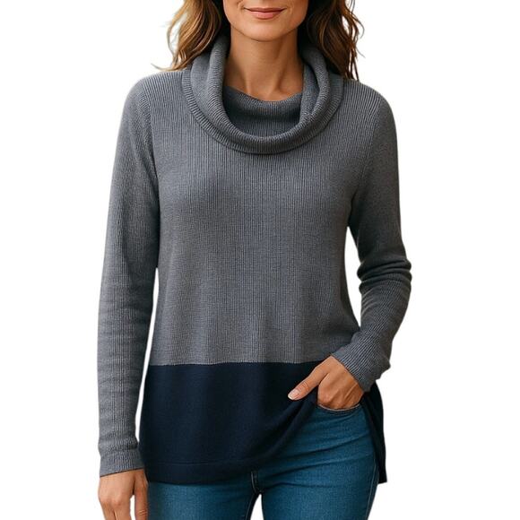 Toad & Co Uptown Sweater Merino Wool Striped Gray Blue XL - Picture 1 of 6